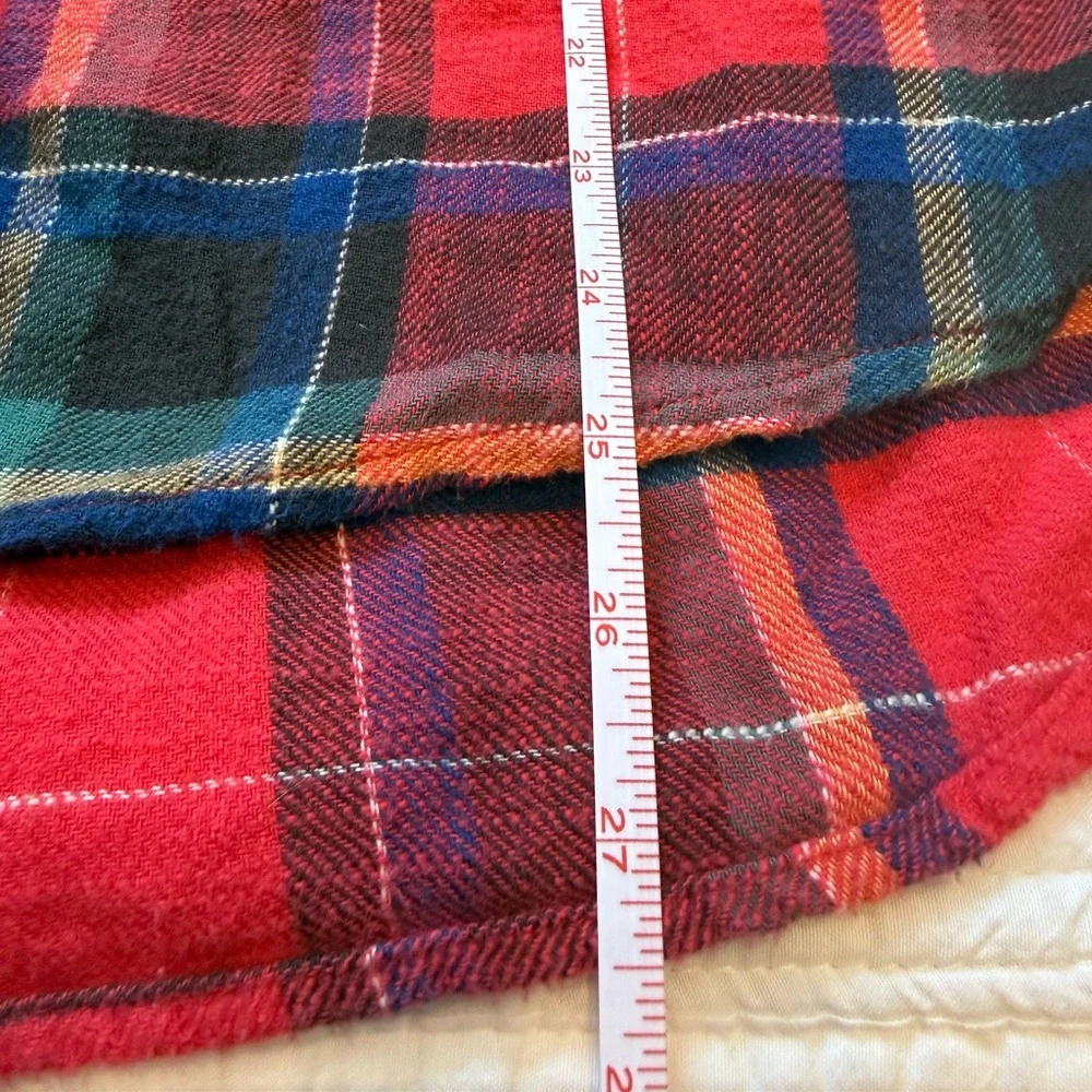 American Eagle Boyfriend Fit Oversized Red Blue Plaid Flannel Women's Small - Picture 3 of 5